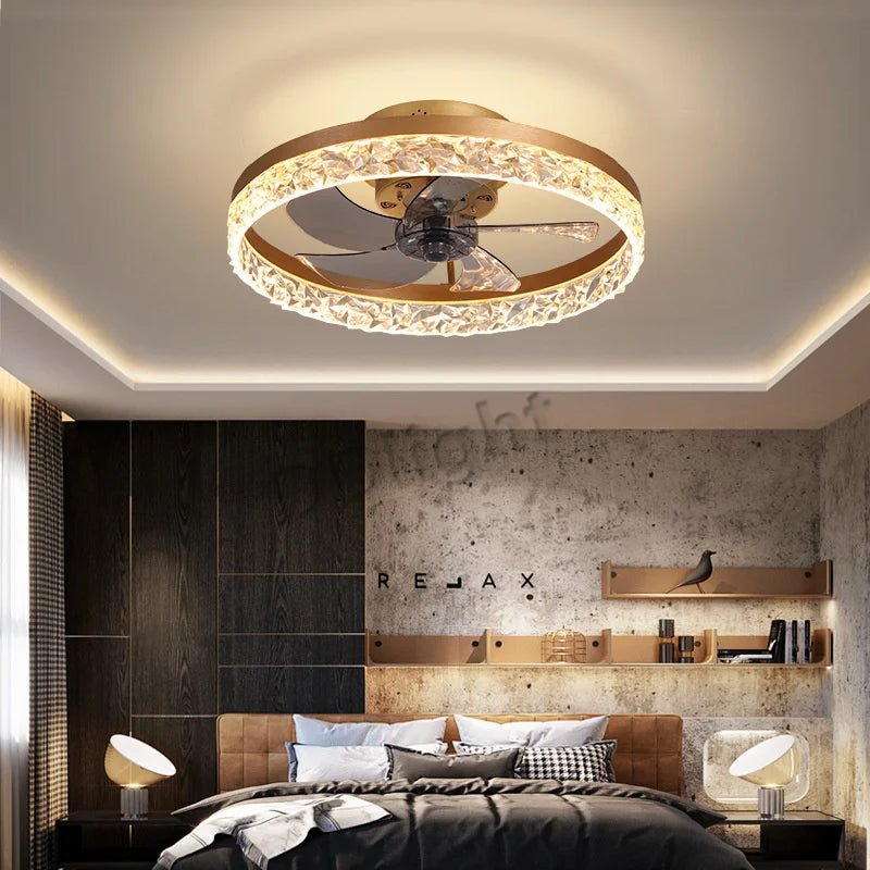 Ventilateur Plafonnier LED Intelligent avec Télécommande – Dimmable, Décor Chambre & Salon | Smart Fan