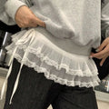 Jeans Pants Decor Embroidered Flower Lace Mini Skirt Irregular See Through Ruched Skirts High Waist Harajuku Pleated Skirts