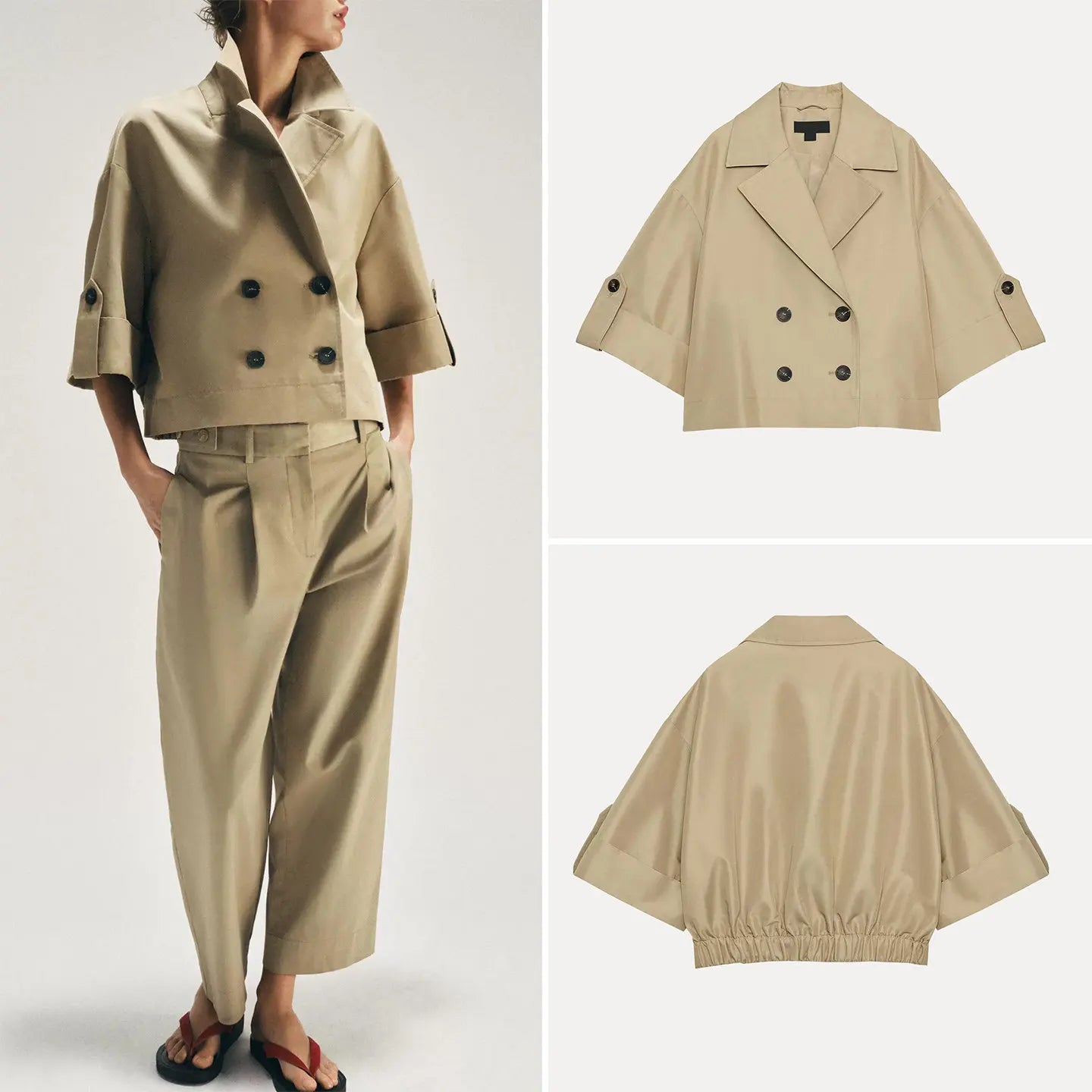 Women's Short Sleeve Double Breasted Jacket Casual Style Standard Fit Other Material 100% Summer 2026 New Arrival from China