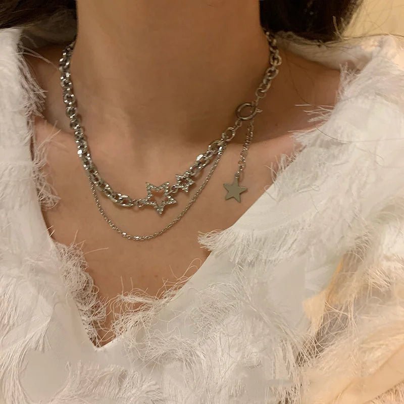 Collier Pendentif Croix Cristal Zircon & Franges – Bijou Chaîne Clavicule Y2K Femme
