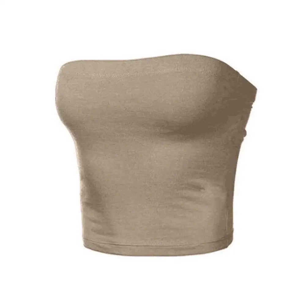 Club Bar Women Sexy Solid Color Vest Strapless Cropped Mini Bustier Slim Elastic Tube Top