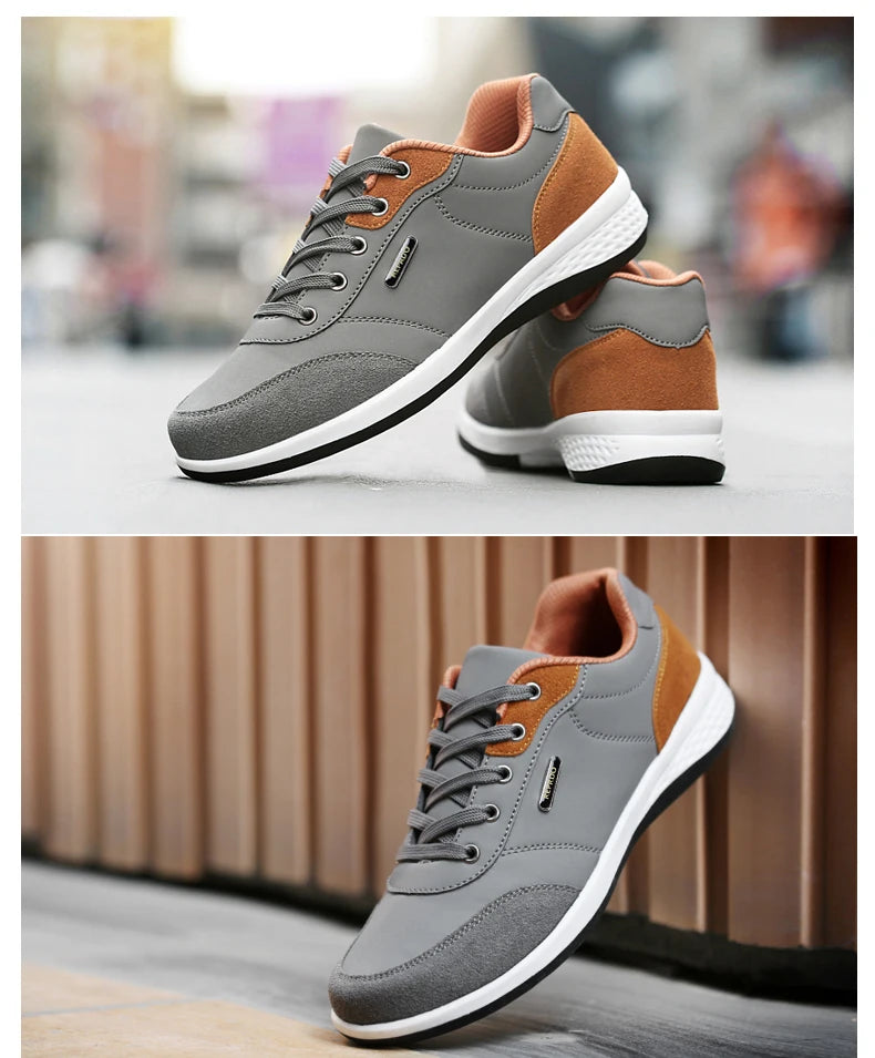 YRZL Men's Shoes Spring Autumn Waterproof Walking Sneakers Leisure Male Leather Sports Shoes Non-Slip Footwear Tennis for Men