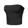 Club Bar Women Sexy Solid Color Vest Strapless Cropped Mini Bustier Slim Elastic Tube Top