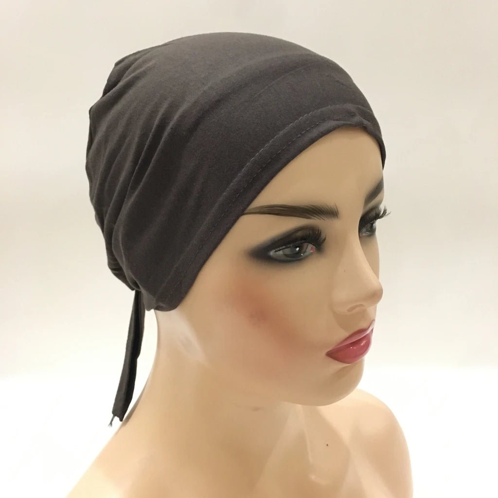 H048 Plain Cotton tie back hats Muslim Turban Pure Color Stretch Inner Hijabs underscarf Women Head Scarf Under Hijab Bonnet