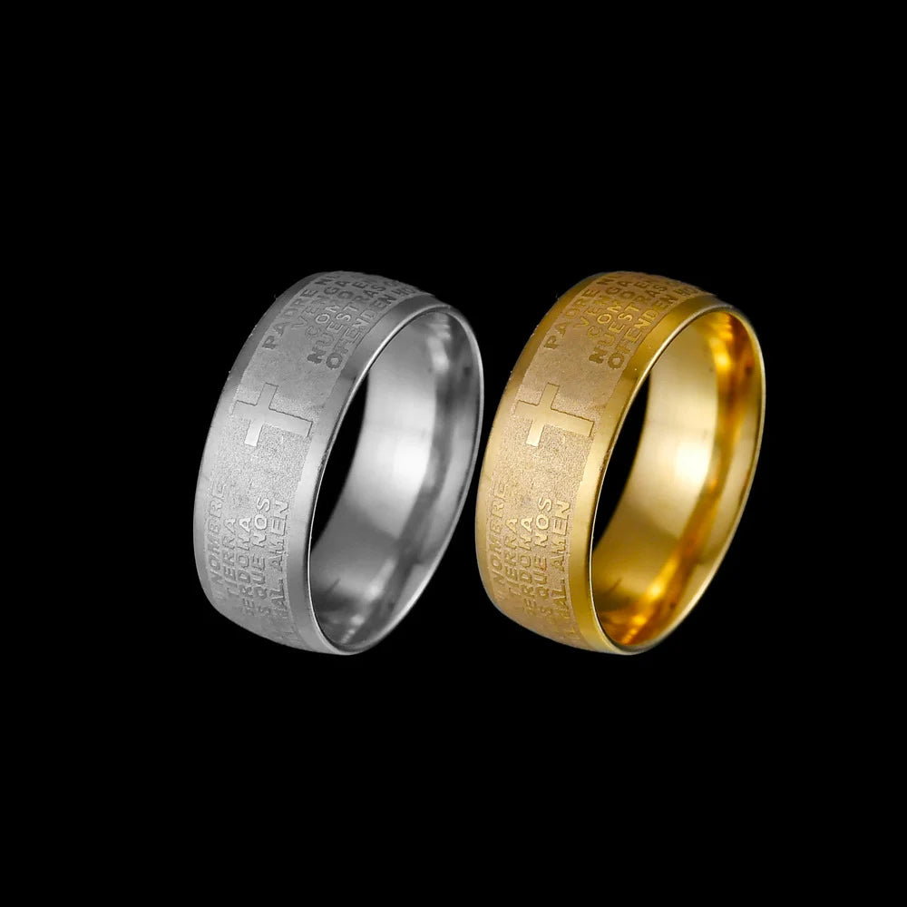New Arrival Titanium Steel Jesus Cross Rings For Women Men Letter Bible Prayer Finger Christian Jewelry Wholesale