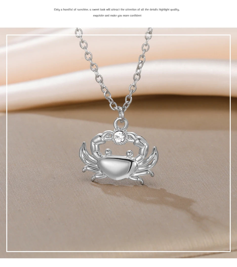 Unift Boho Ocean Style Sea Crab Necklace for Women Stainless Steel Gold Color Aesthetic Fashion Beach Summer Jewelry Gift New
