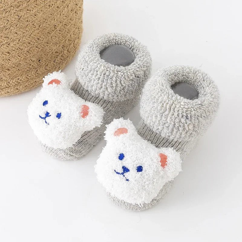 Winter Thicken Wool Newborn Baby Socks Warm Plush Loop Cotton Boy Girl Kid Toddler Socken Cartoon Animal Children Floor Stocking