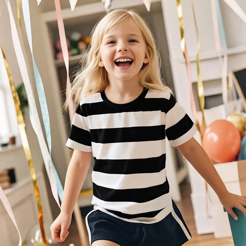 Kids Striped Tshirt Toddler T-shirt Boys Girls Cotton Short Sleeve Tops Children Summer Casual Tee Halloween Carnival Daily Wear