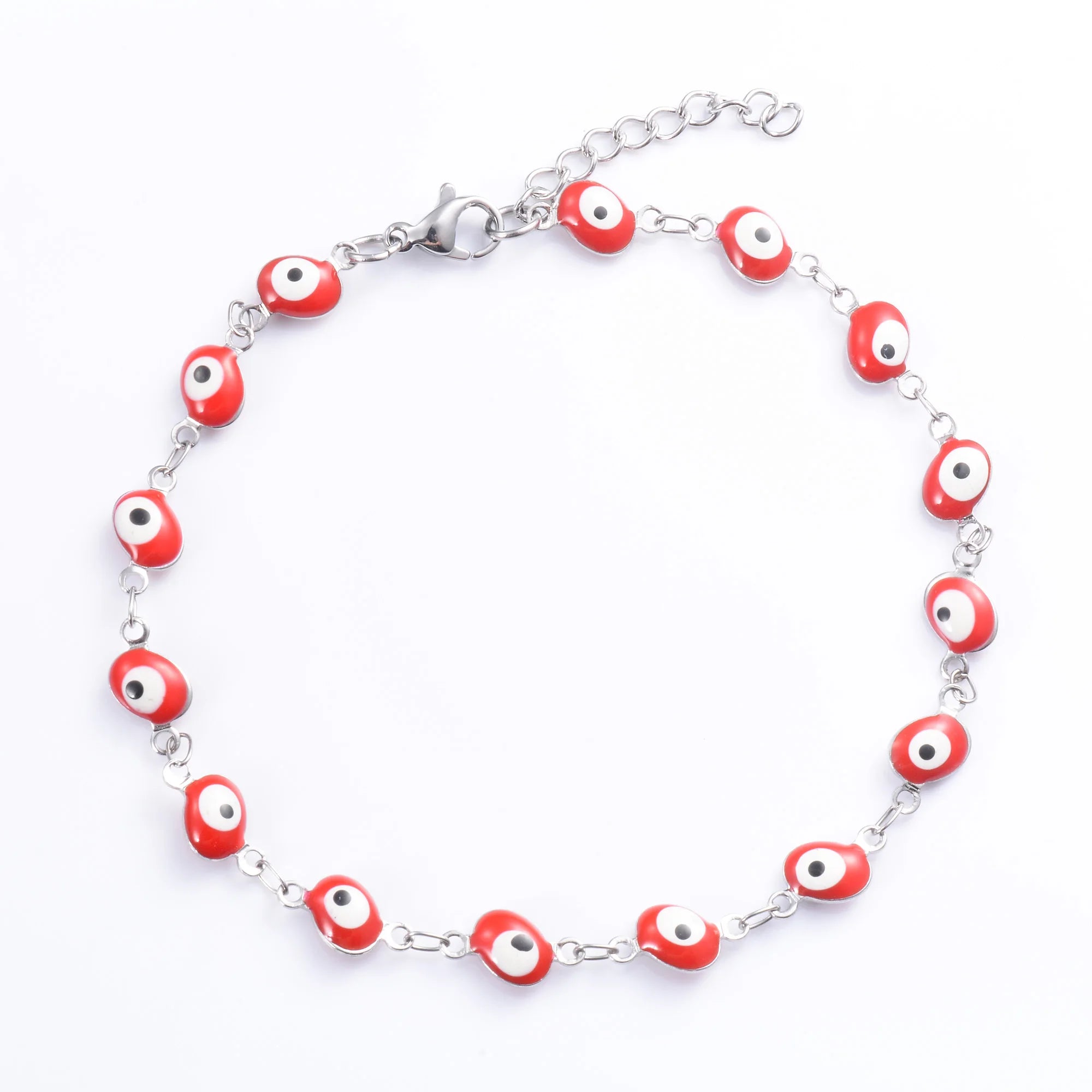 Colorful Turkish Evil Eye Stainless Steel Bracelet for Women Link Chain for Hand Foot Girl Anklet Summer Jewelry Accessory