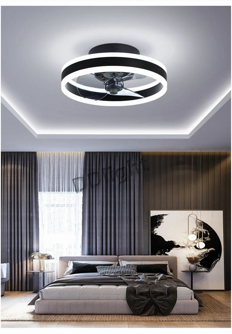 Ventilateur Plafonnier LED Intelligent avec Télécommande – Dimmable, Décor Chambre & Salon | Smart Fan