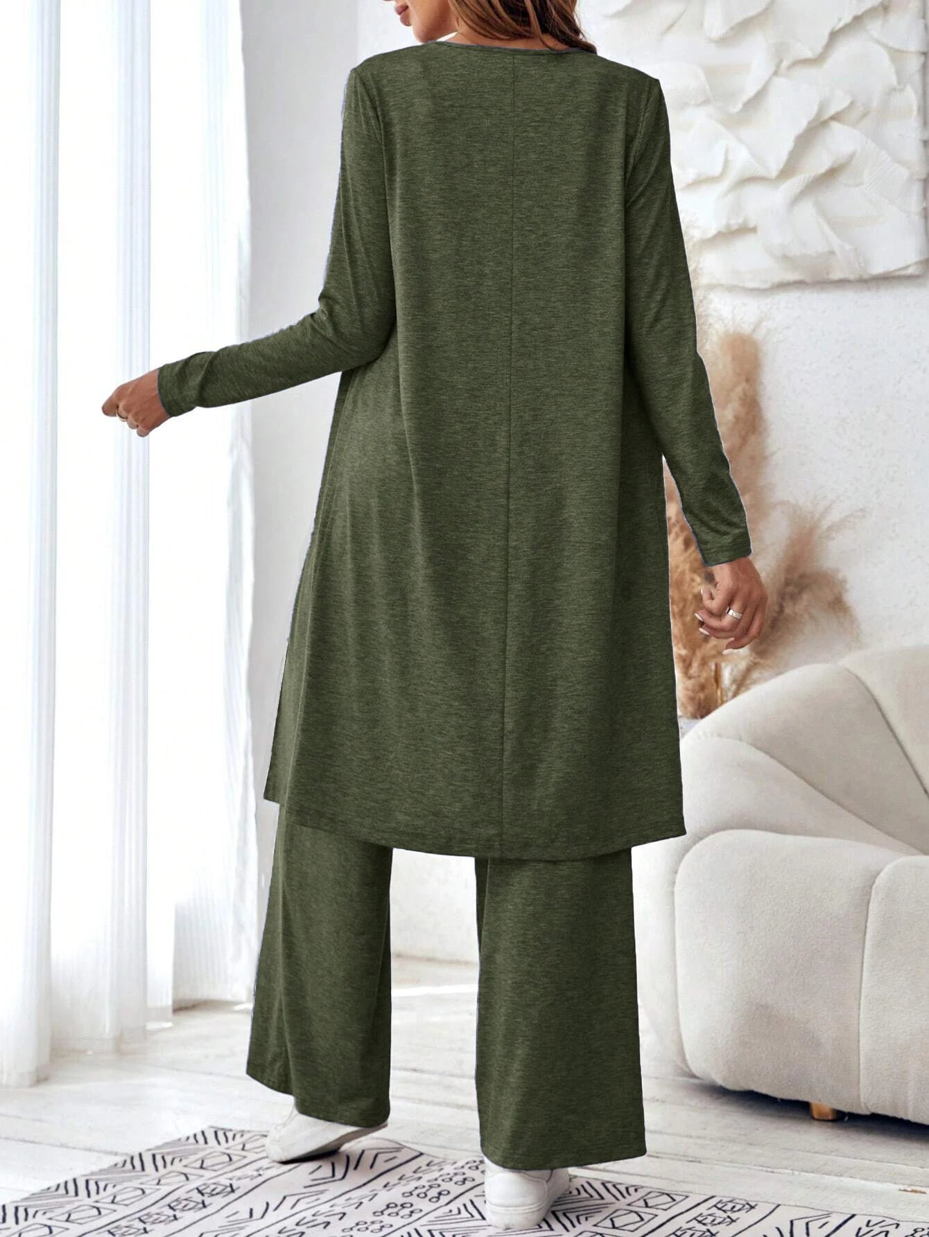 Cardigan ample à col en V et pantalon à jambe droite pour femmes, gilet décontracté, ensemble de 3 pièces, nouvelle mode, automne