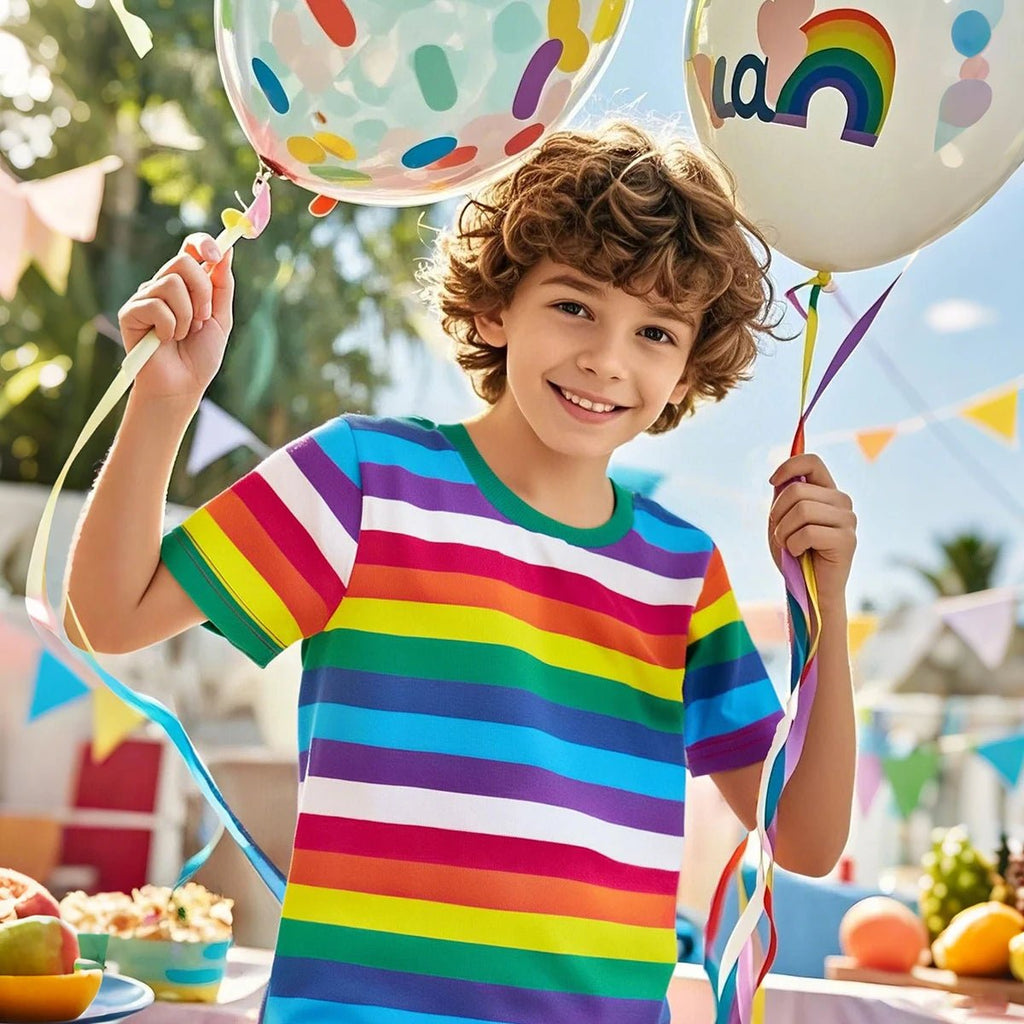 Kids Striped Tshirt Toddler T-shirt Boys Girls Cotton Short Sleeve Tops Children Summer Casual Tee Halloween Carnival Daily Wear