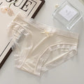 Women's Summer Ultra-thin Panties Sexy Seamless Underwear Low Waist Breathable Briefs Girls Lace Trim Bow Lingerie