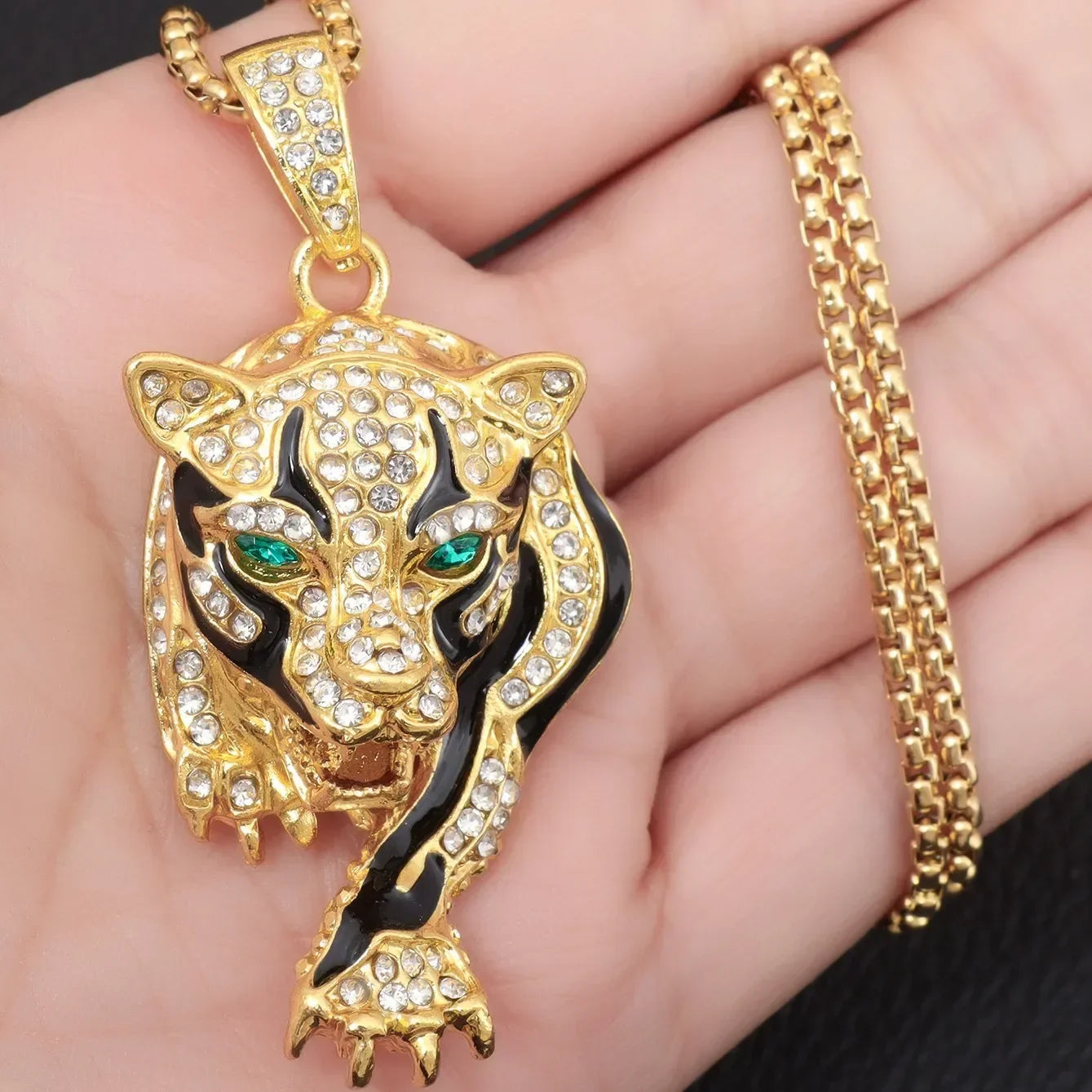 Hip-Hop Iced Out Spades Playing Card Necklace Men\'s Personalized Street Hip-Hop Rock Trend Jewelry Cool Luck Necklace