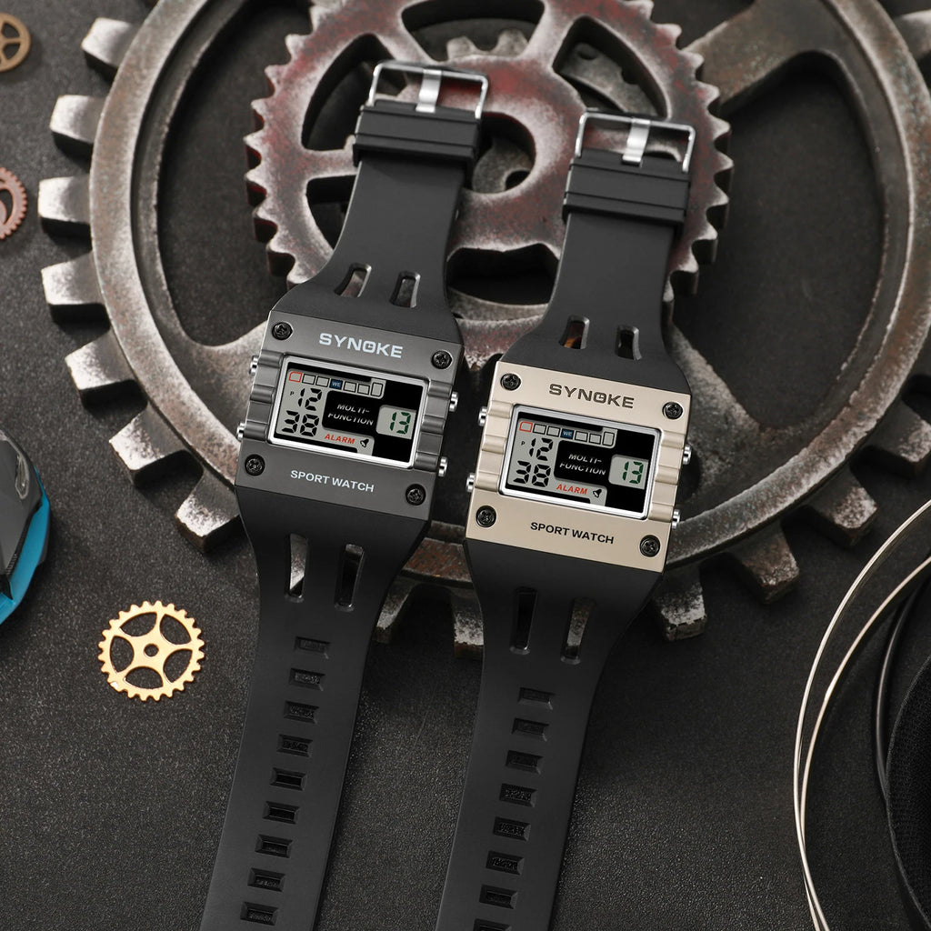 SYNOKE Montre de sport numérique pour homme, gros chiffres, grand cadran à grands chiffres, facile à lire, étanche, montre militaire de course