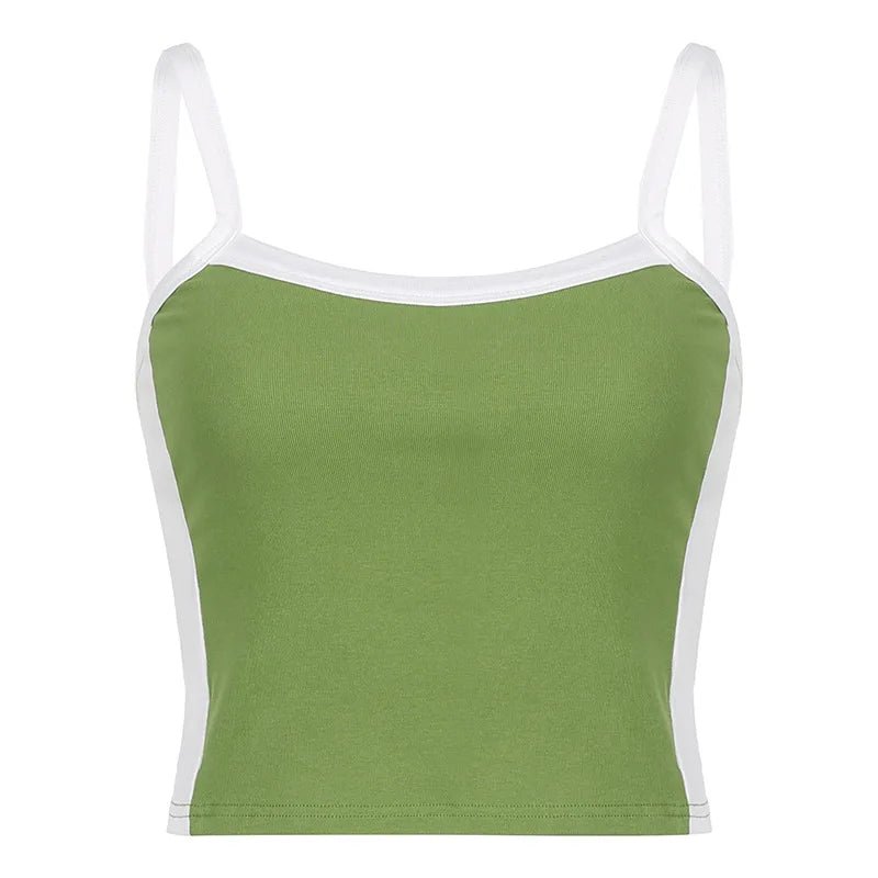 Sleeveless Knitted Crop Tops Green Sexy Basic Patchwork 2024 Summer Casual Cami Backless Y2k Vintage Tank Top Women