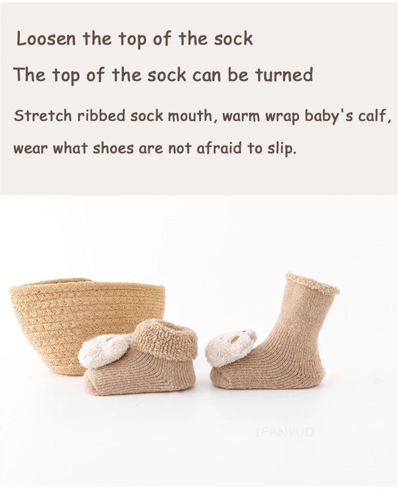 Winter Thicken Wool Newborn Baby Socks Warm Plush Loop Cotton Boy Girl Kid Toddler Socken Cartoon Animal Children Floor Stocking