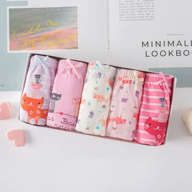 3Pcs/Lot Children Triangle Underwear High Quality Cotton Washable Girls Briefs Cute Cat Cartoon Kids Panties For Girl 3-14 Years