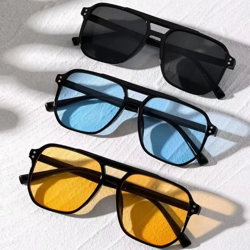 Punk Square Frame Sunglasses Anti-UV Travel Accessories Retro Sunglasses Beach Eye Protection Black Shades Glasses for Women and Men