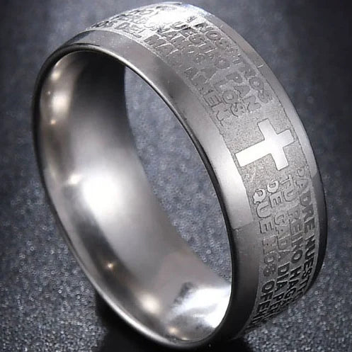 New Arrival Titanium Steel Jesus Cross Rings For Women Men Letter Bible Prayer Finger Christian Jewelry Wholesale