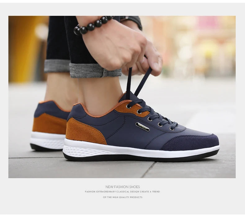YRZL Men's Shoes Spring Autumn Waterproof Walking Sneakers Leisure Male Leather Sports Shoes Non-Slip Footwear Tennis for Men
