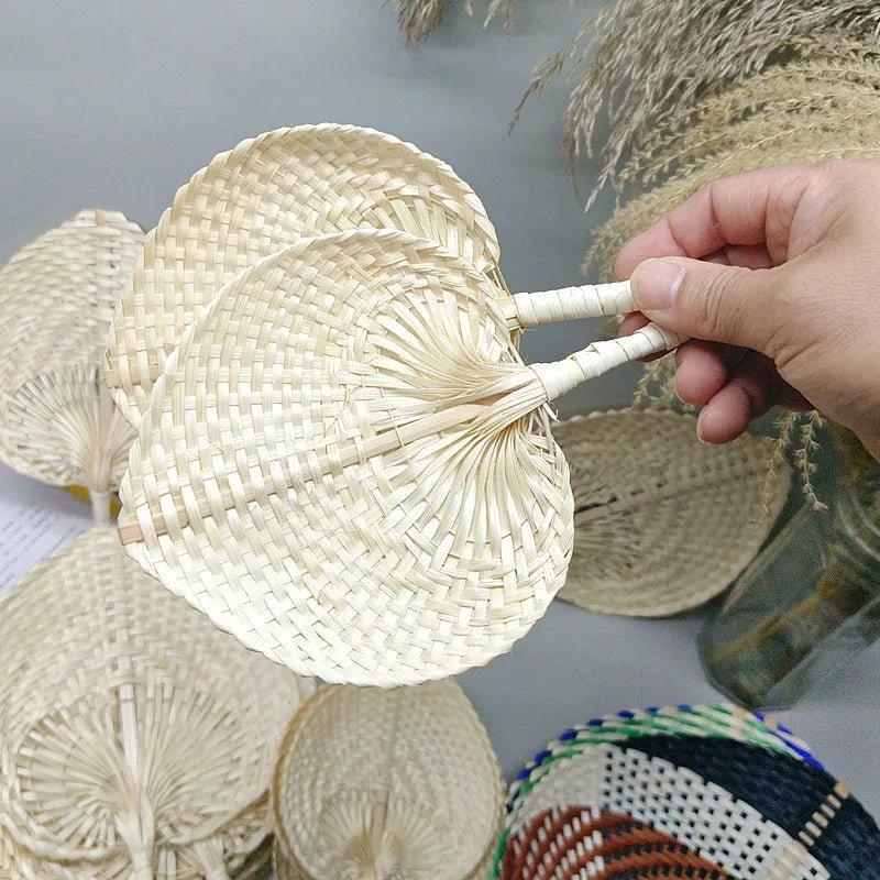 Éventail Bambou Tressé À La Main – Style Bohème | Plage, Mariage & Déco | 30x39cm