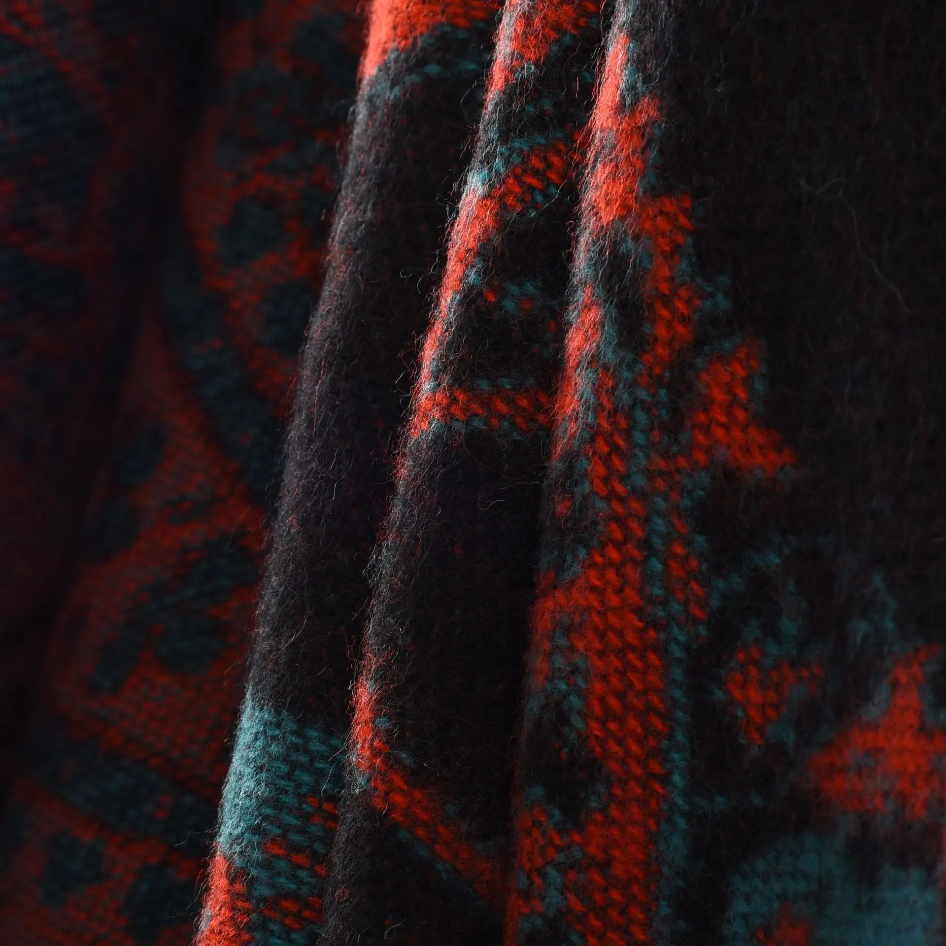 2025 Autumn Winter New Street Geometric Lattice Flower Pattern Imitation Cashmere Warm Shawl Cloak Women Poncho Capes Red