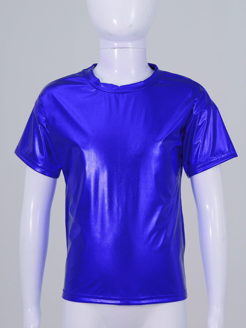 Children T-Shirt Shiny Metallic Short Sleeve Clothes Girl Boys Kids T-Shirt Hip Hop Jazz Dance Costume Top Performance Dancewear