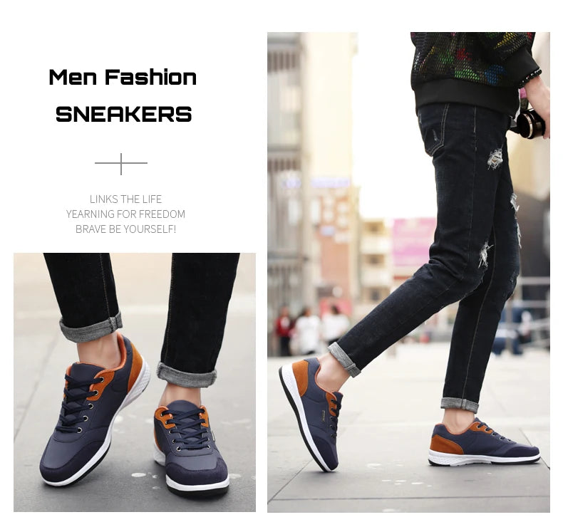 YRZL Men's Shoes Spring Autumn Waterproof Walking Sneakers Leisure Male Leather Sports Shoes Non-Slip Footwear Tennis for Men