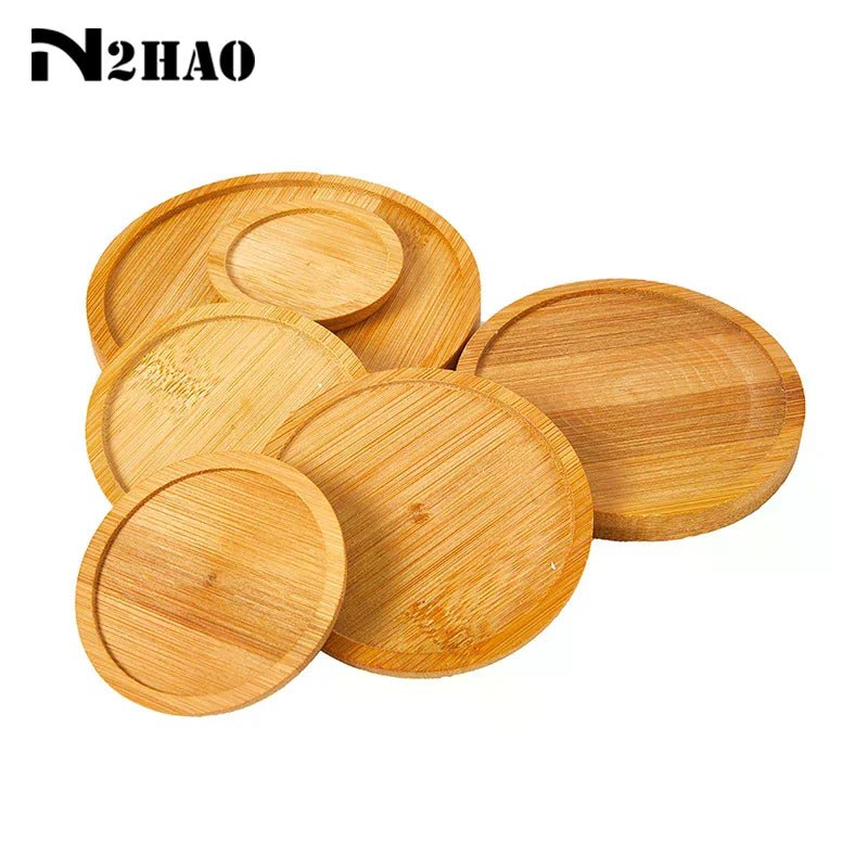 1Pc 6-12cm Bamboo Tray Bonsai Holder Round Plant Stand for Succulent Pot Wood Flower Pot Holder Garden Tools