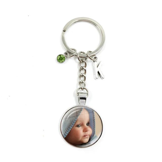 Personalized Custom Keychain Birthstone 26 Letters Photo Mum Dad Baby Children Grandpa Parents Pendant Keyholder Keyring Gift
