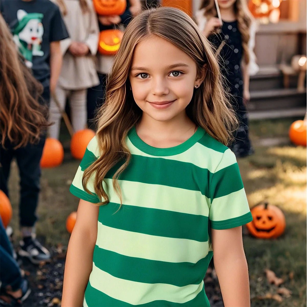 Kids Striped Tshirt Toddler T-shirt Boys Girls Cotton Short Sleeve Tops Children Summer Casual Tee Halloween Carnival Daily Wear