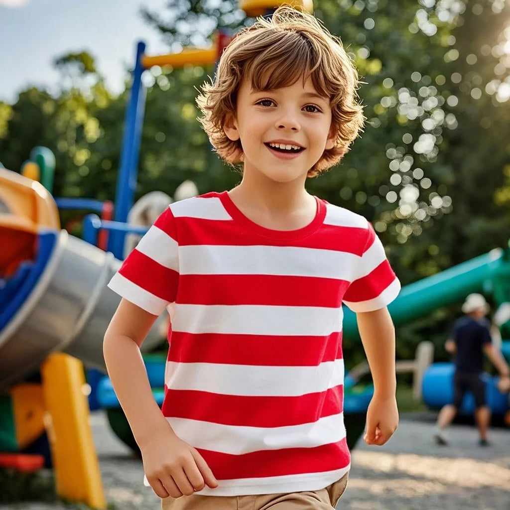 Kids Striped Tshirt Toddler T-shirt Boys Girls Cotton Short Sleeve Tops Children Summer Casual Tee Halloween Carnival Daily Wear