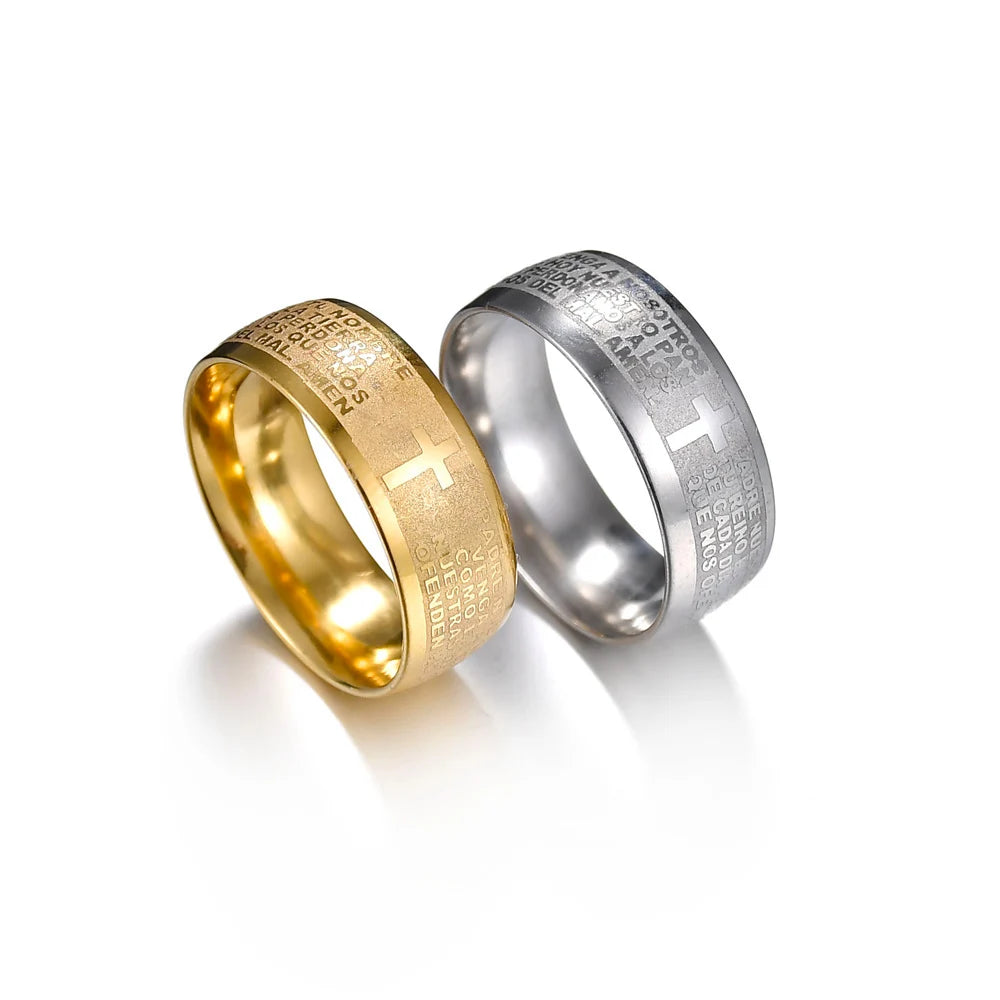 New Arrival Titanium Steel Jesus Cross Rings For Women Men Letter Bible Prayer Finger Christian Jewelry Wholesale