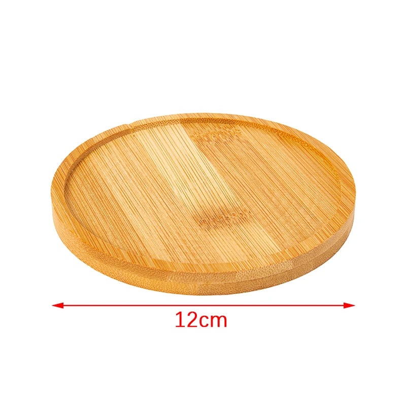 1Pc 6-12cm Bamboo Tray Bonsai Holder Round Plant Stand for Succulent Pot Wood Flower Pot Holder Garden Tools