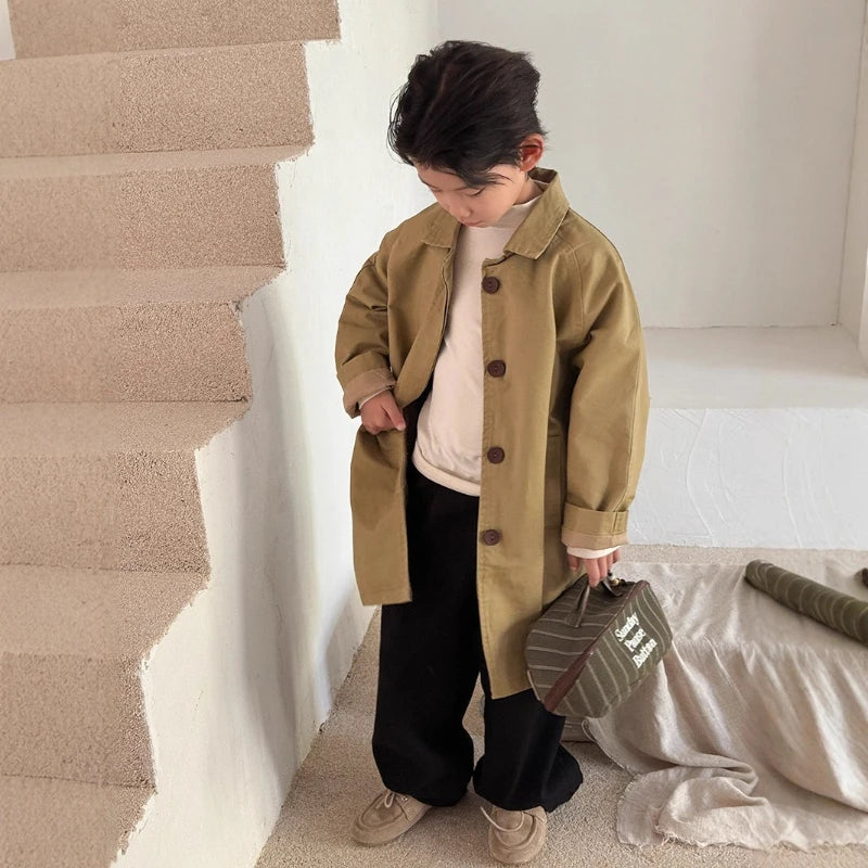 2025 Autumn High-end Children's New Stylish Medium to Long Versatile Windbreaker Jacket