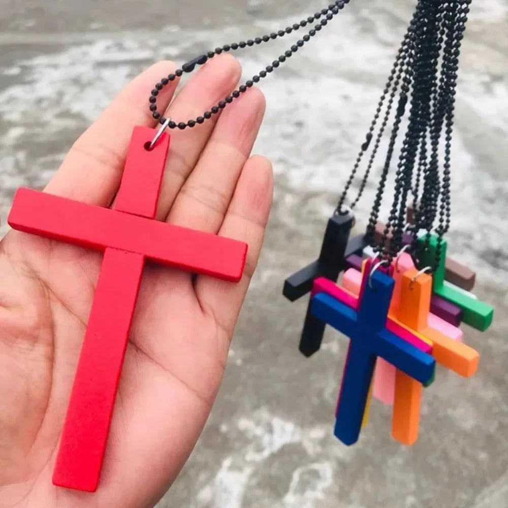 Collier Pendentif Croix en Bois Gothique & Punk – Style Y2K Vintage | Femme & Homme