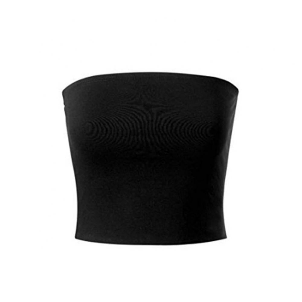 Club Bar Women Sexy Solid Color Vest Strapless Cropped Mini Bustier Slim Elastic Tube Top