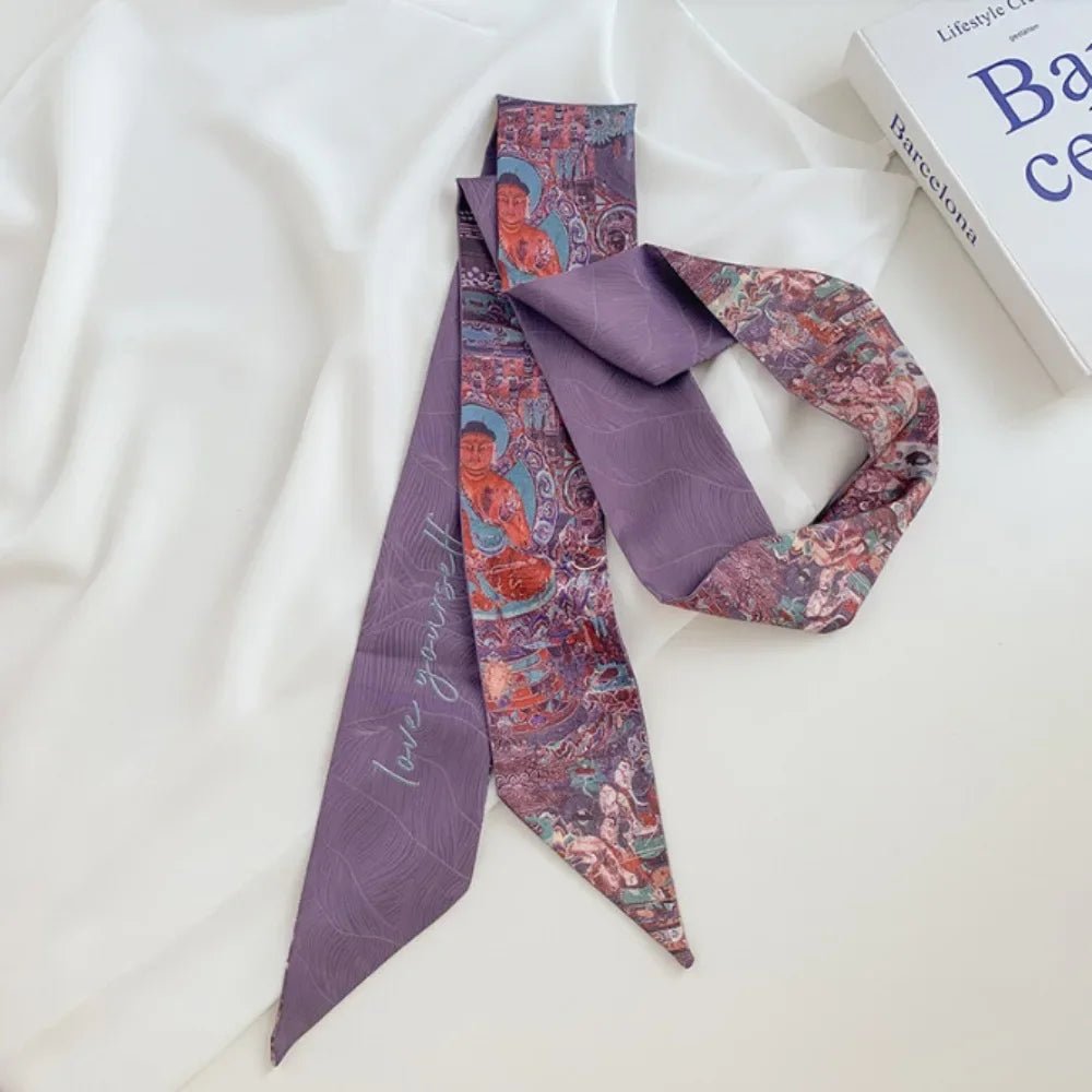Fashion Floral Headband Oil Painting Ribbon Headscarves Chinese Style Hair Ribbon Scarf