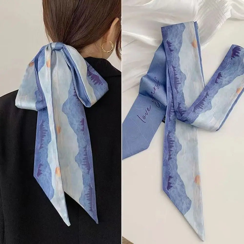 Fashion Floral Headband Oil Painting Ribbon Headscarves Chinese Style Hair Ribbon Scarf