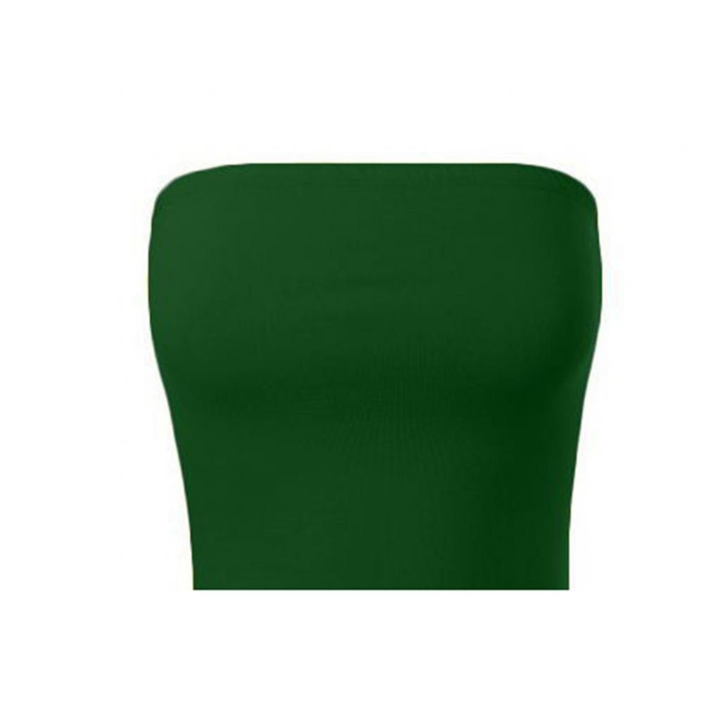 Club Bar Women Sexy Solid Color Vest Strapless Cropped Mini Bustier Slim Elastic Tube Top