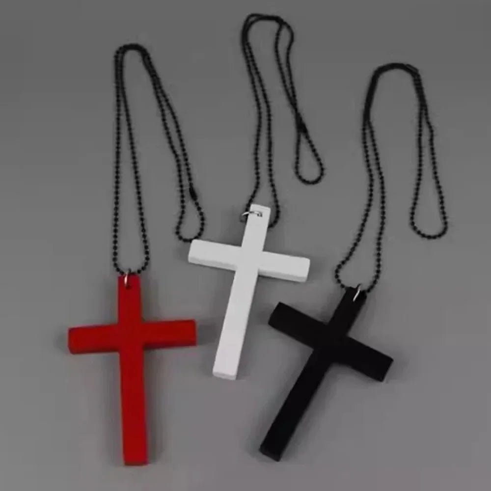 Collier Pendentif Croix en Bois Gothique & Punk – Style Y2K Vintage | Femme & Homme