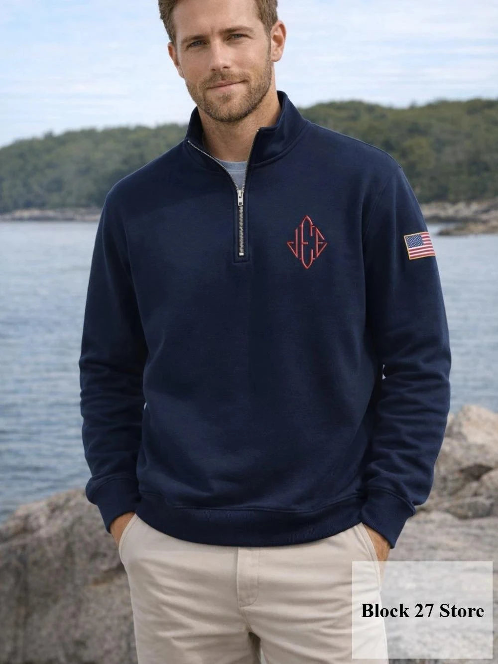 Sweat-shirt Zippé Fleece Brodé – Homme