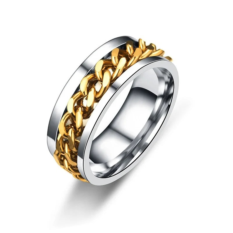 Titanium Steel Rotatable Chain Rings for Women and Men - Spinner Ring, Decompression Multifunctional Chain Ring, Bottle Opener Ring, Gift