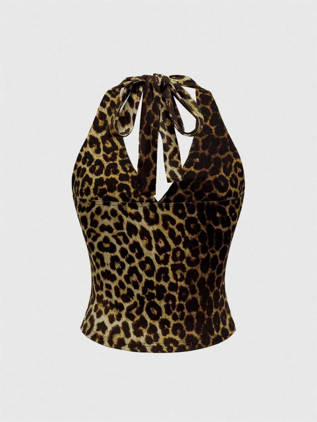 Top sans manches décontracté pour femmes, imprimé léopard rétro, dos nu, col halter, sexy, dos nu, à lacets, Ropa Para Mujer