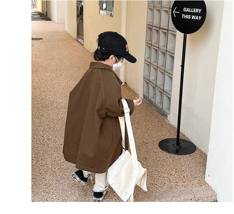 Kids Boys Girls Thin Jacket Coats 2025 New Arrival Children Csual Long Windbreaker Apricot Coffee Navy Spring Autumn Cotton Tops