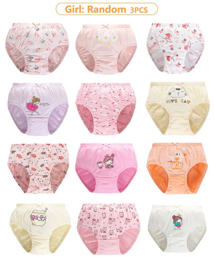 3Pcs/Lot Children Triangle Underwear High Quality Cotton Washable Girls Briefs Cute Cat Cartoon Kids Panties For Girl 3-14 Years