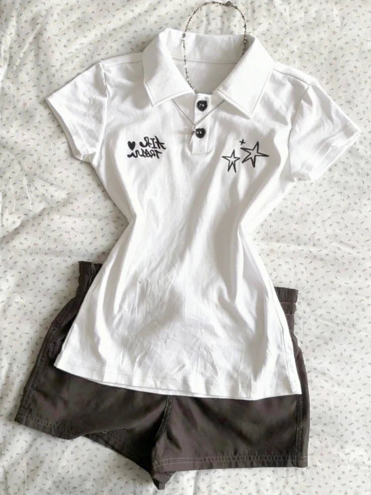 2026 American Vintage T-shits Women Short Sleeve Retro Bodycon Y2k Crop Top Office Lady Korean Fashion Harajuku Subculture Tees