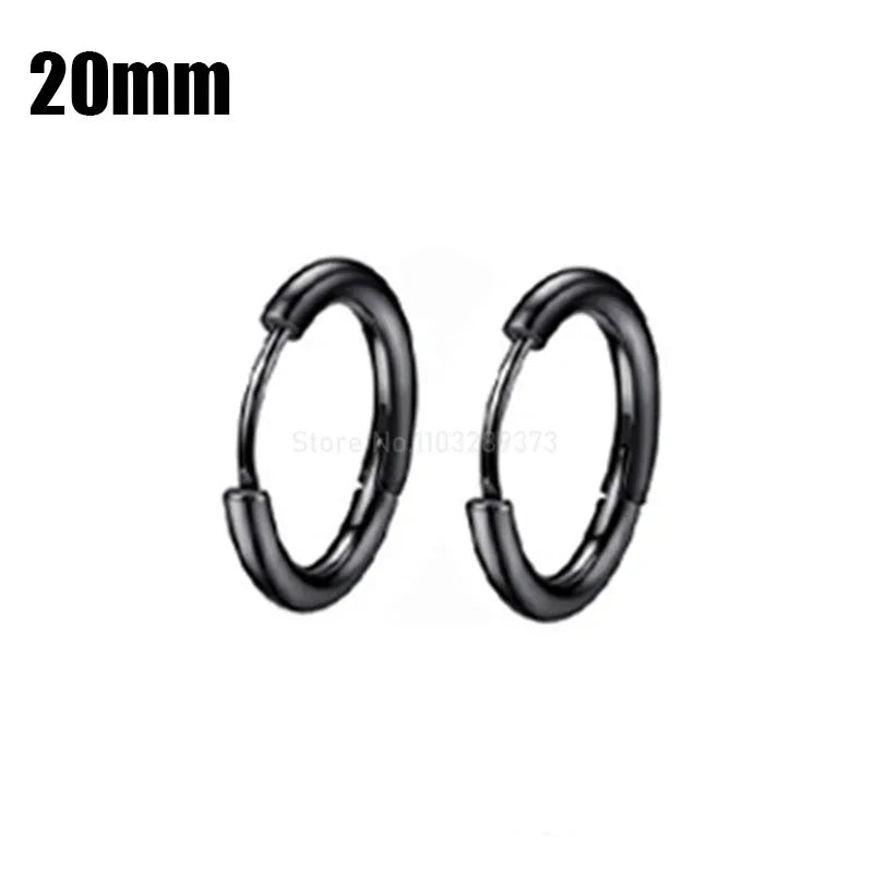 8-20mm Simple Stainless Steel Small Hoop Earrings for Women Men Minimal Gold Silver Black Color Huggie Hoops Jewelry Accessories