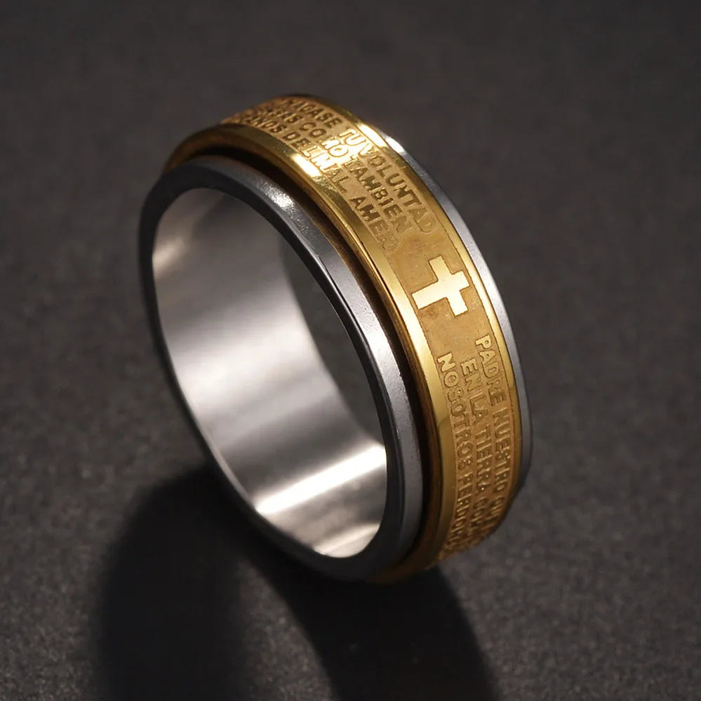 New Arrival Titanium Steel Jesus Cross Rings For Women Men Letter Bible Prayer Finger Christian Jewelry Wholesale